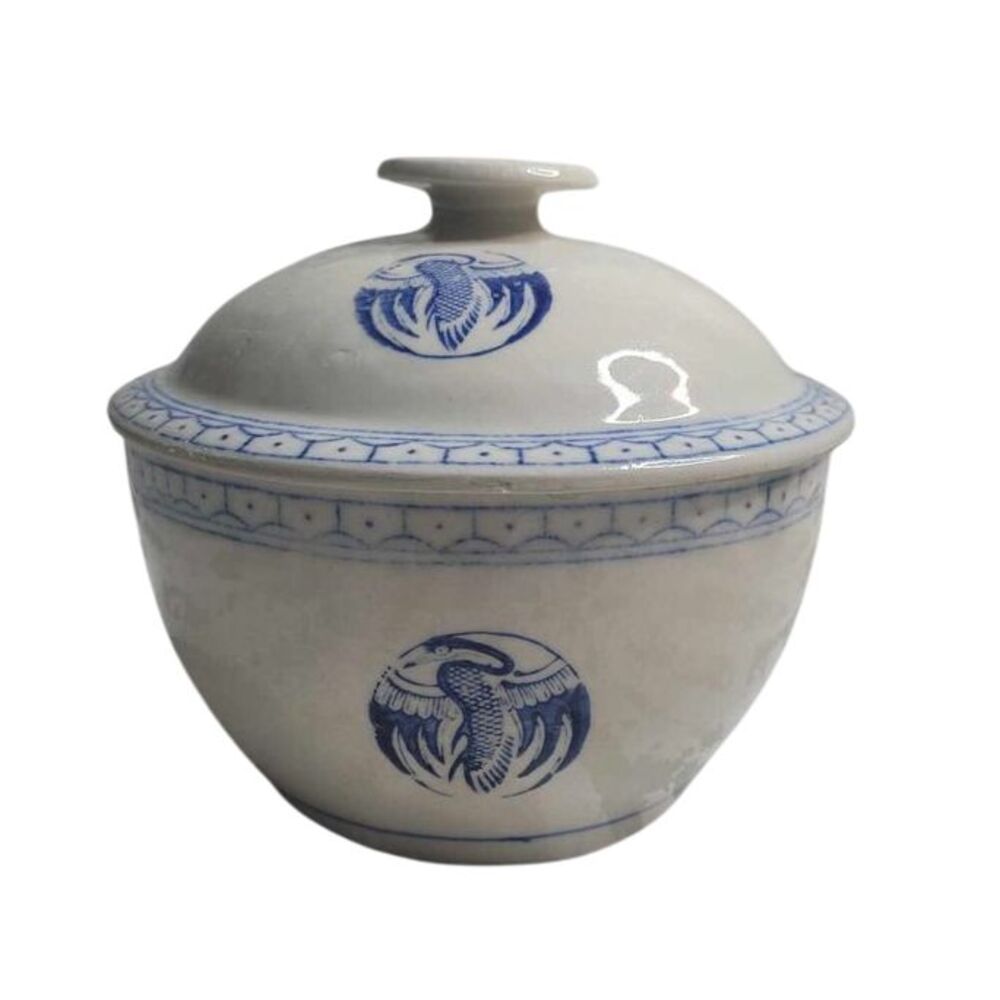 Kitchen | 350 Vintage Blue Heron Chinese Porcelain Lidded Rice Bowl ...